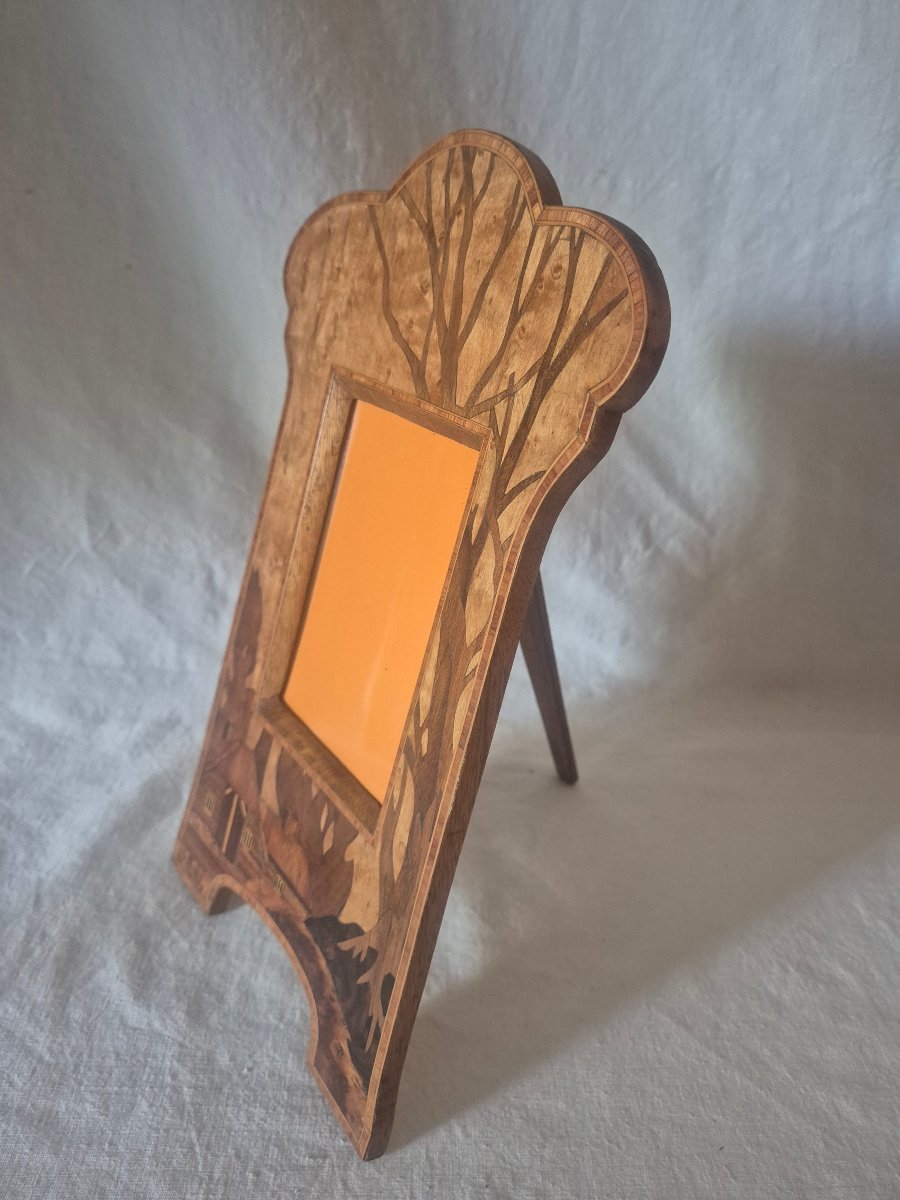 Large Photo Frame With Wood Marquetry Made From Various Types Of Wood, Circa 1910-photo-4