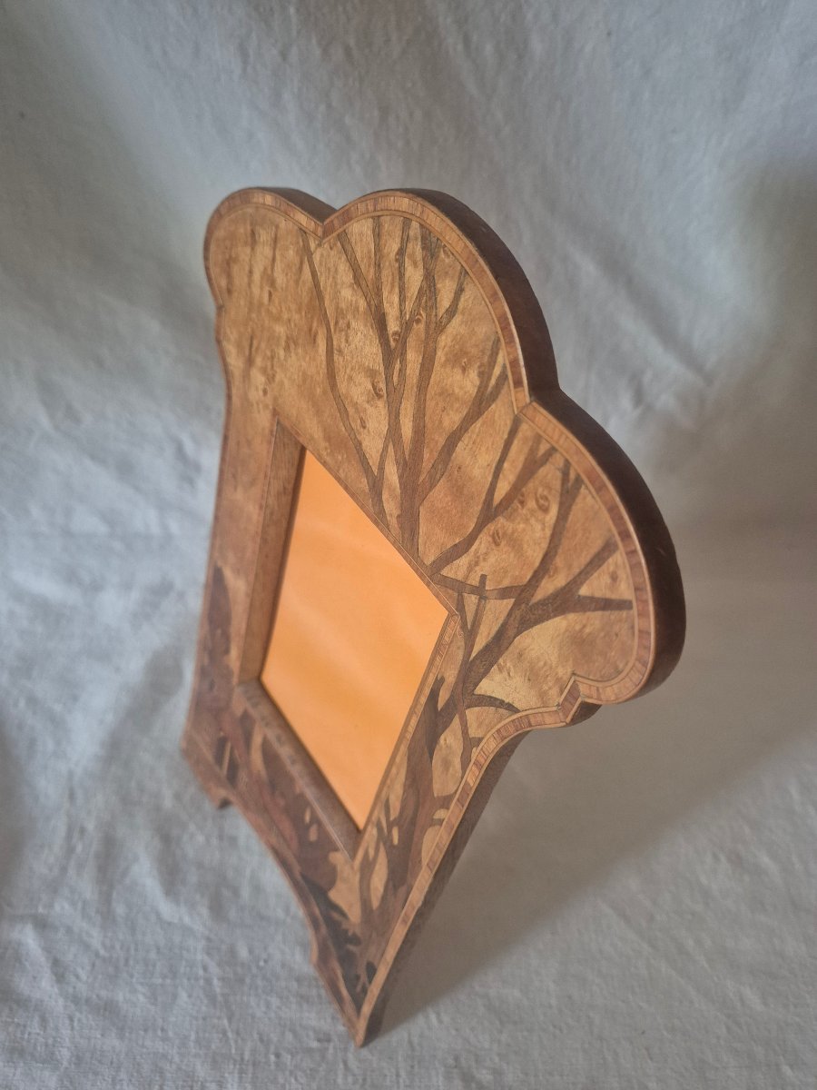 Large Photo Frame With Wood Marquetry Made From Various Types Of Wood, Circa 1910-photo-1