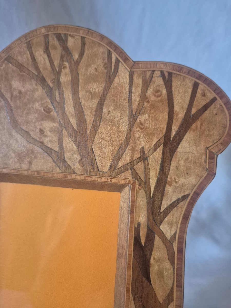 Large Photo Frame With Wood Marquetry Made From Various Types Of Wood, Circa 1910-photo-2