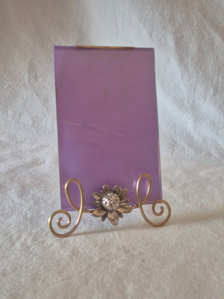 Art Nouveau Photo Frame In Silver- And Gold-plated Metal, Adorned With A Large Flower -photo-4