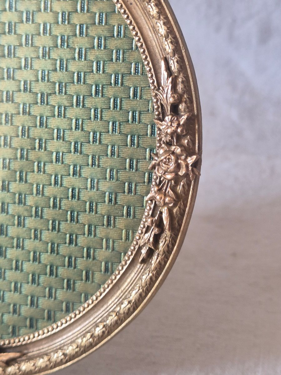 19th-century Round Photo Frame In Gilded Bronze -photo-3