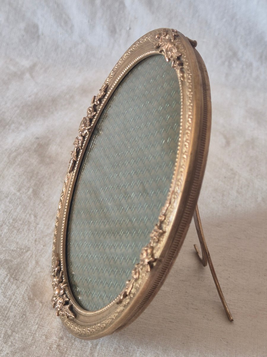 19th-century Round Photo Frame In Gilded Bronze -photo-4