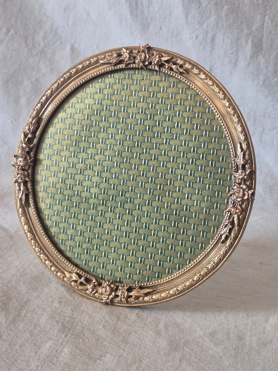 19th-century Round Photo Frame In Gilded Bronze 