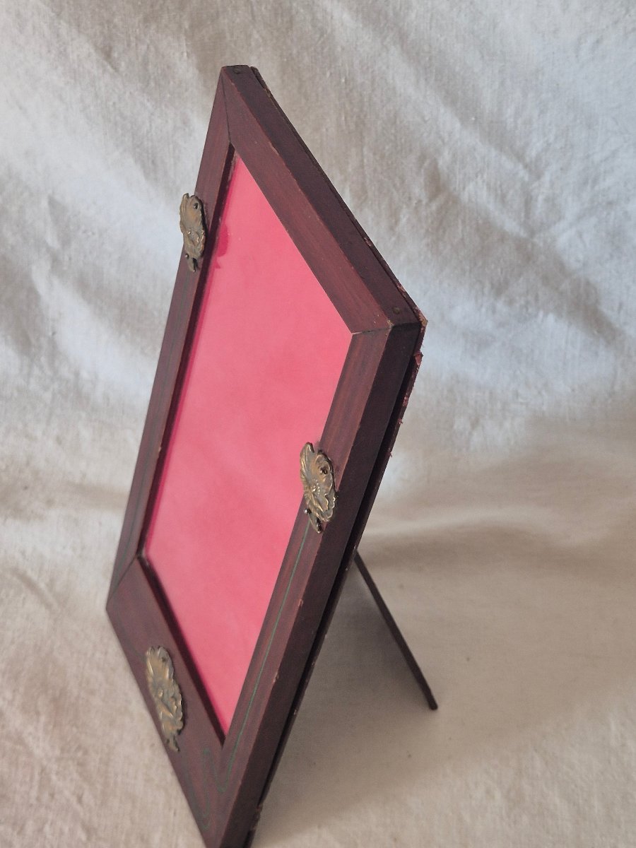 Art Nouveau Frame In Royal Portrait Format, Made Of Mahogany With Poppy Embellishments-photo-4