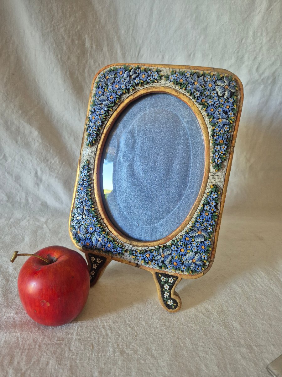 Large Oval-shaped Mosaic Photo Frame From Murano, Italy, From The 19th Century -photo-2