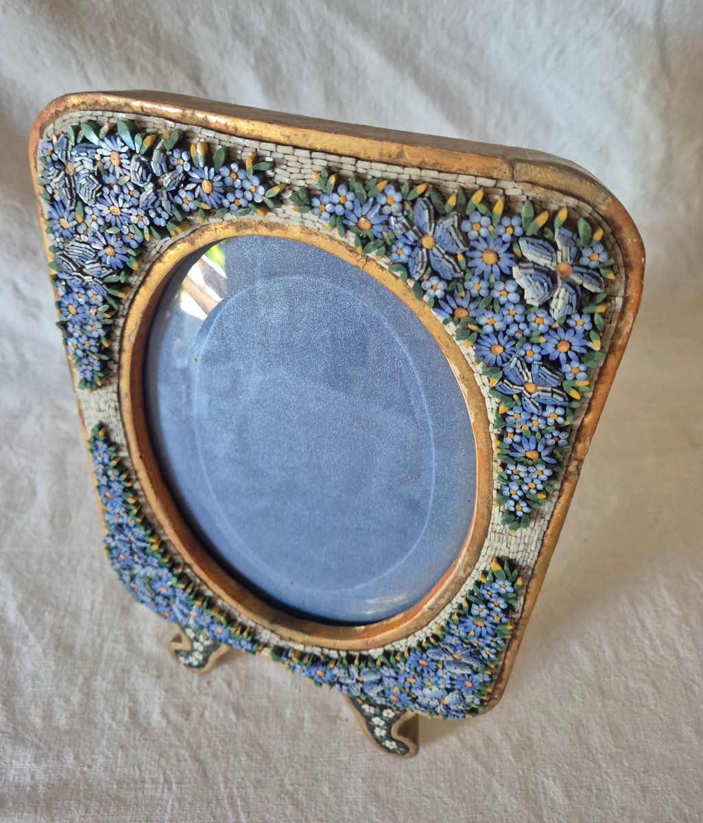 Large Oval-shaped Mosaic Photo Frame From Murano, Italy, From The 19th Century -photo-3