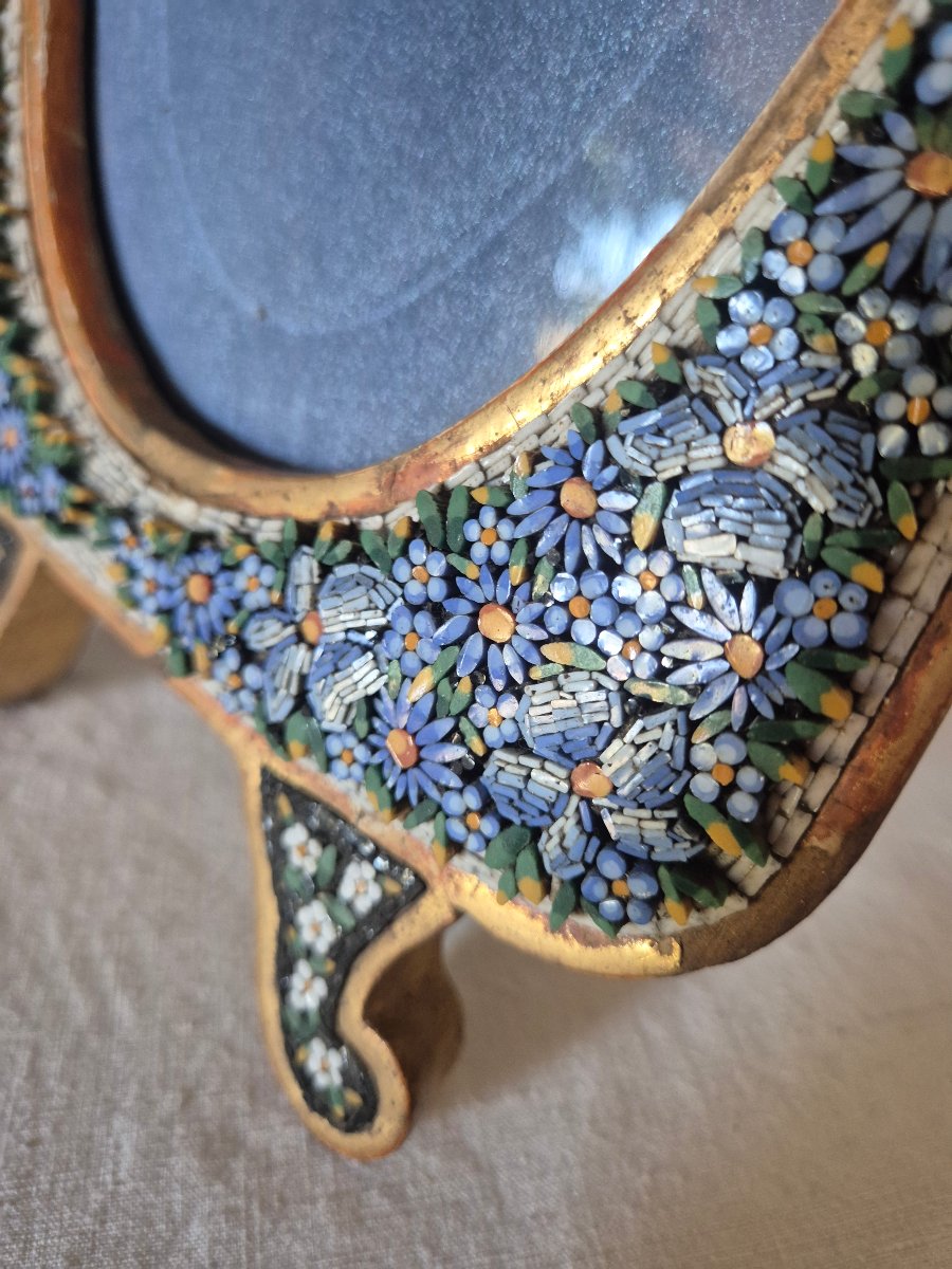 Large Oval-shaped Mosaic Photo Frame From Murano, Italy, From The 19th Century -photo-1