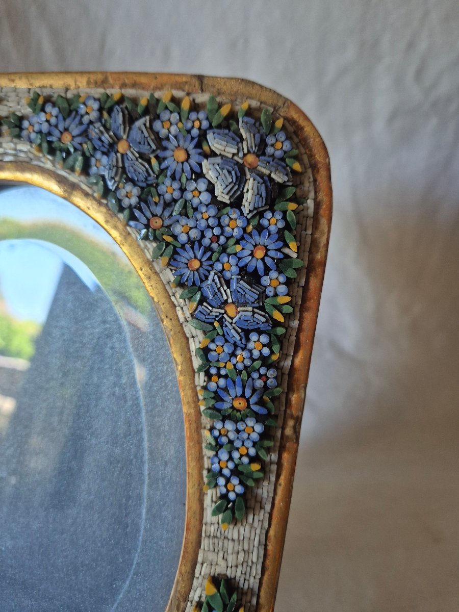 Large Oval-shaped Mosaic Photo Frame From Murano, Italy, From The 19th Century -photo-4