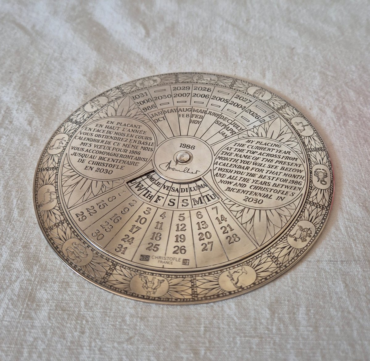 1989 Perpetual Calendar By Christofle, Made Of Silver-plated Metal -photo-4