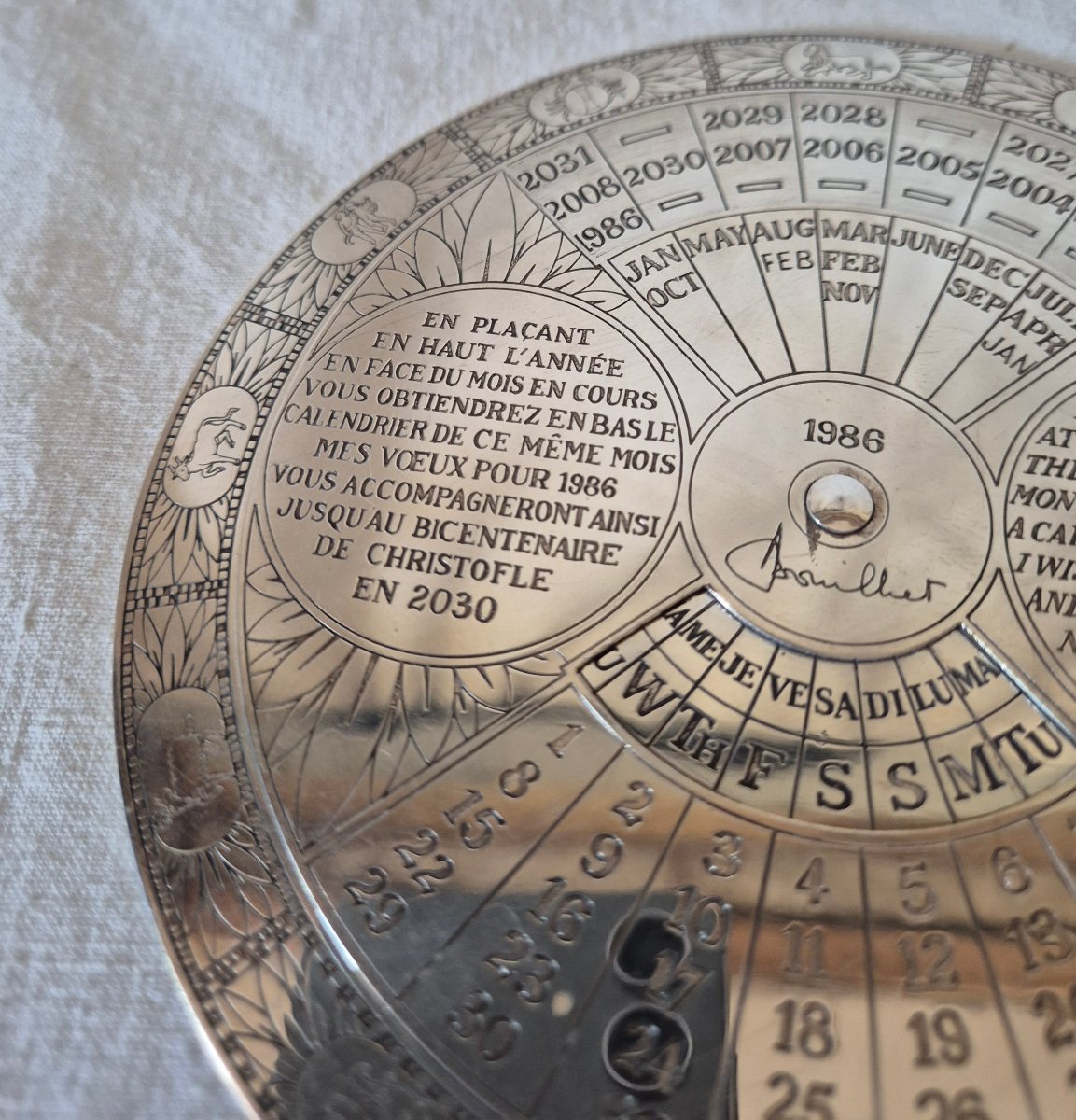 1989 Perpetual Calendar By Christofle, Made Of Silver-plated Metal -photo-1