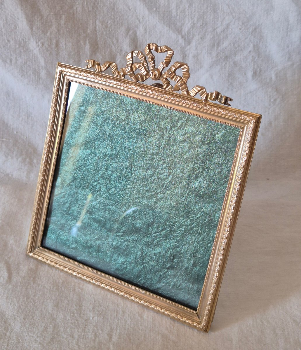 Cadre photo bronze doré format carré du XIXème siècle -photo-4