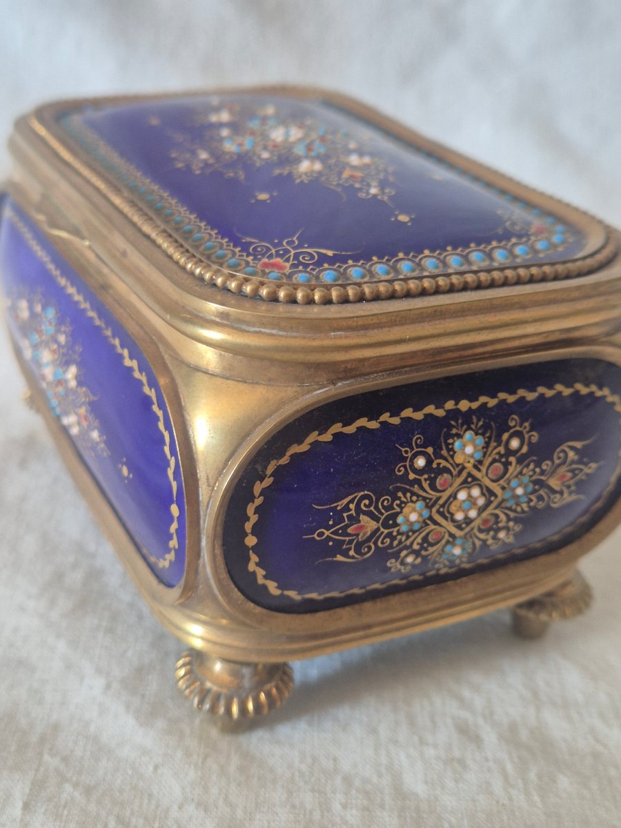 Coffret boîte à bijoux en émaux de Bressan et bronze Second Empire -photo-8