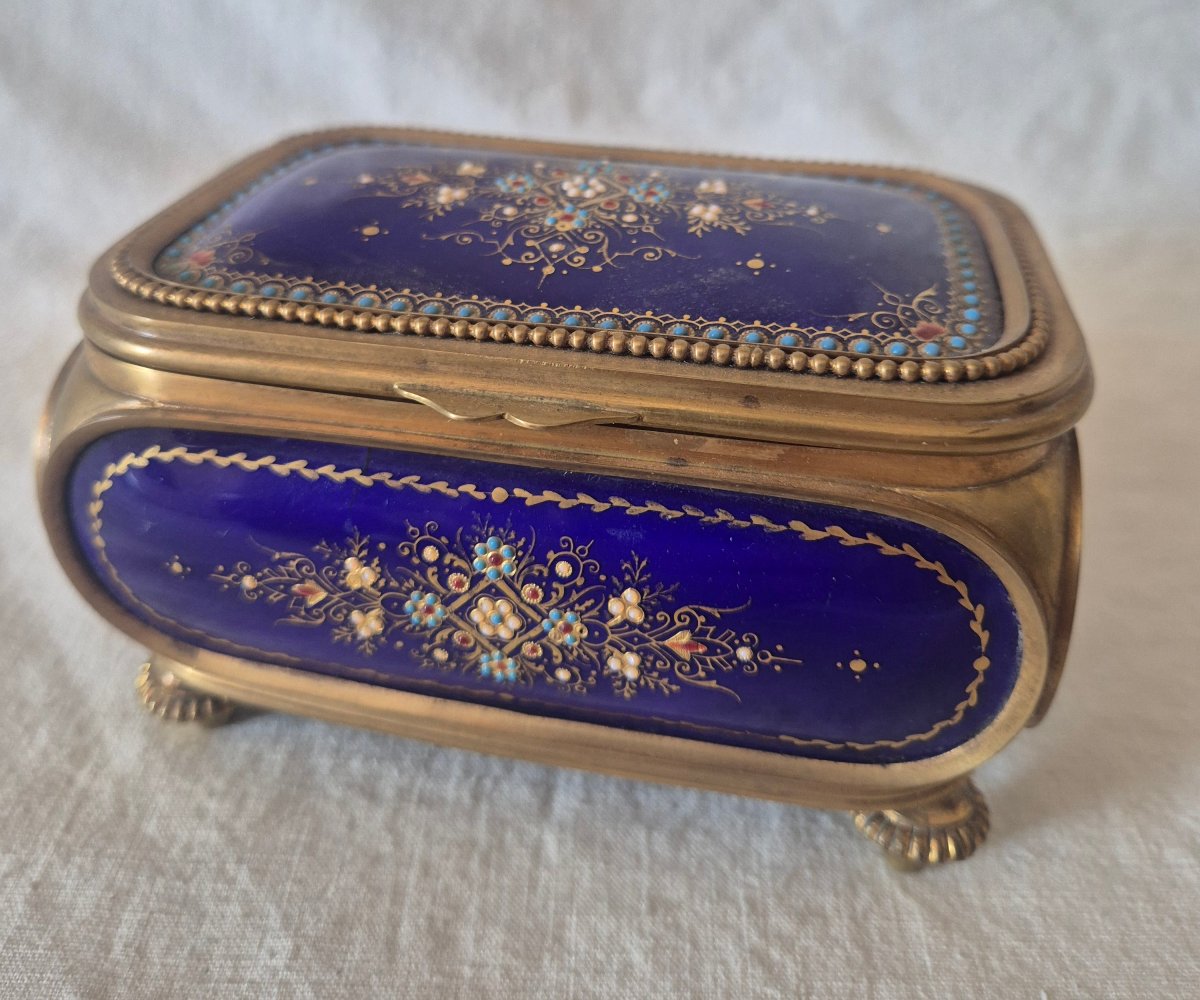 Coffret boîte à bijoux en émaux de Bressan et bronze Second Empire 