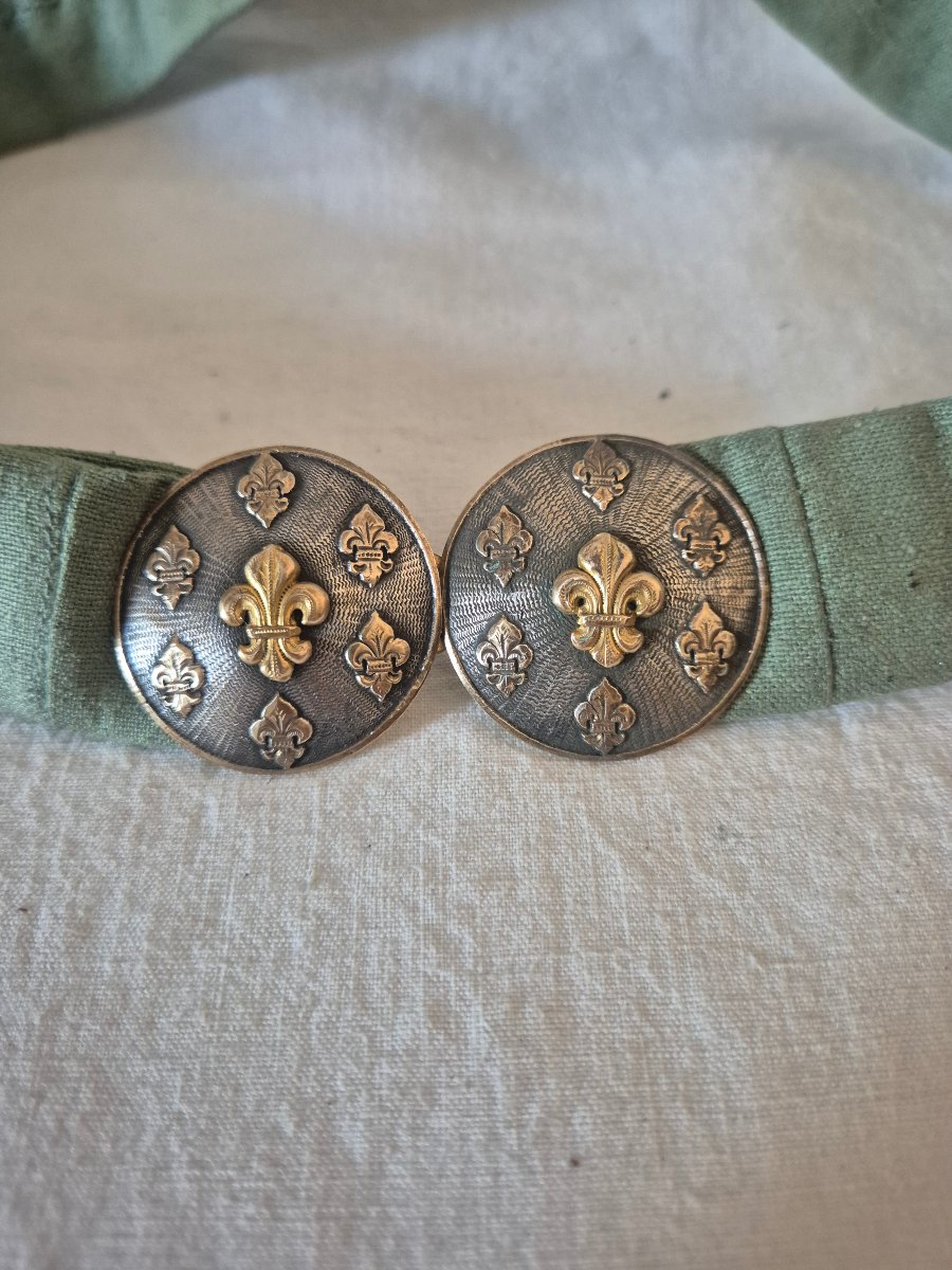 Paire de boucles de ceinture rondes aux fleurs de lys-photo-4