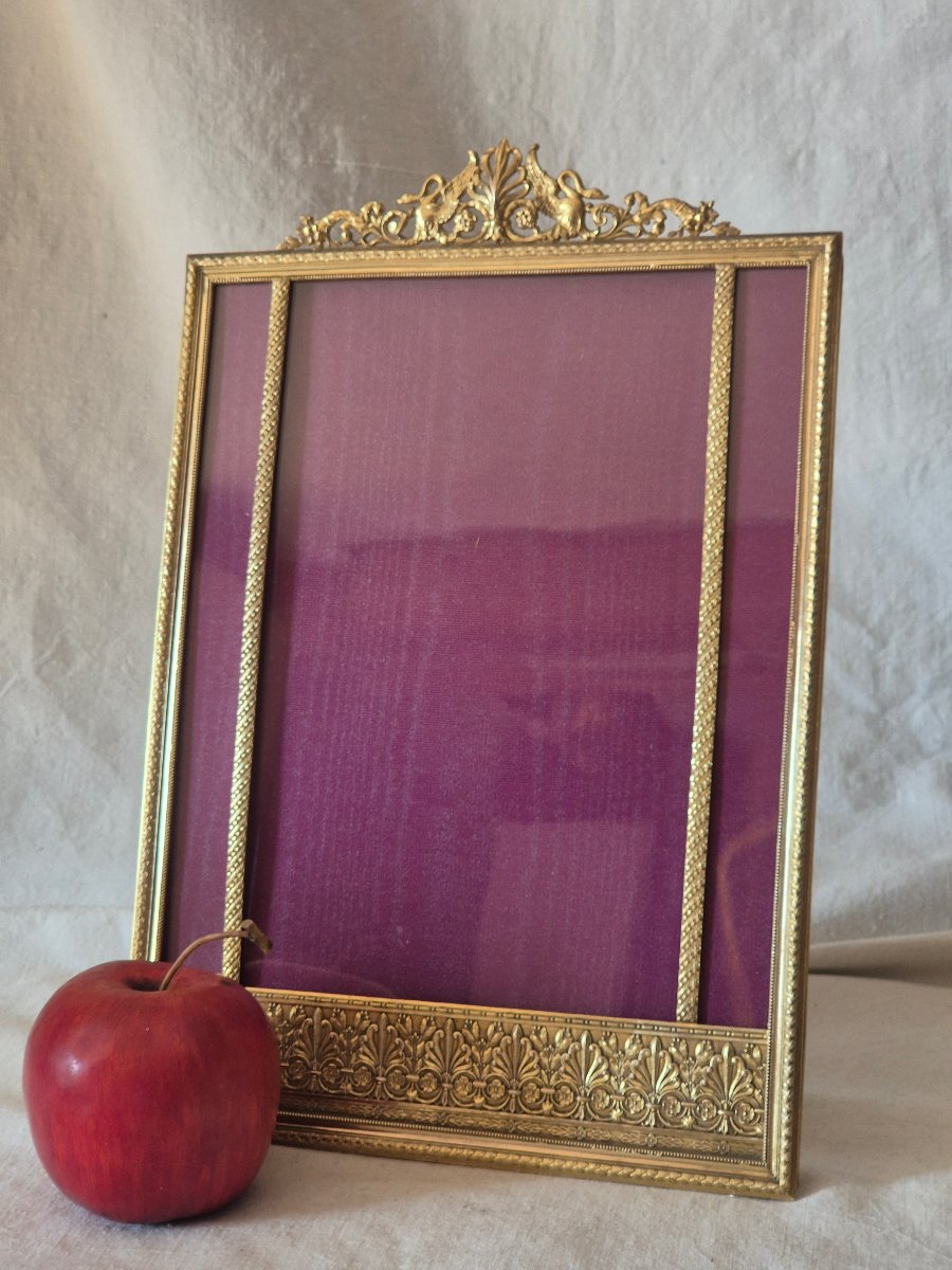 Extra-large Photo Frame, 34 X 23 Cm, Napoleon III In Gilded Bronze -photo-2