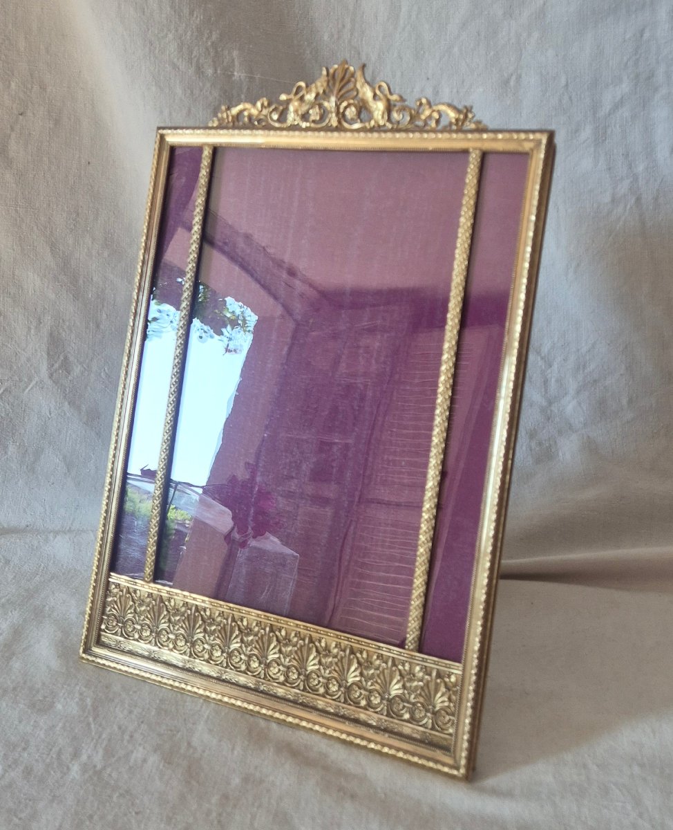 Extra-large Photo Frame, 34 X 23 Cm, Napoleon III In Gilded Bronze -photo-4
