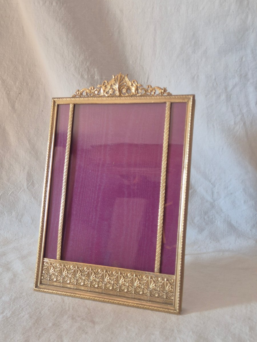Extra-large Photo Frame, 34 X 23 Cm, Napoleon III In Gilded Bronze 