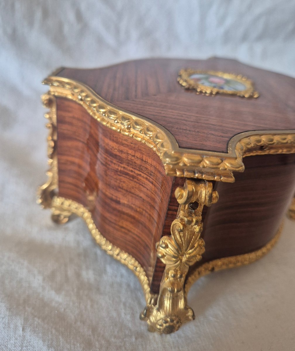 Exquisite Rosewood And Bronze Box With An Early 19th-century Enameled Porcelain Medallion -photo-4