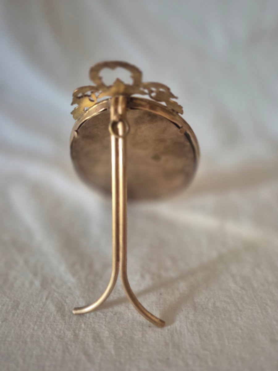 Cadre photo bronze doré ovale du XIXème siècle -photo-1