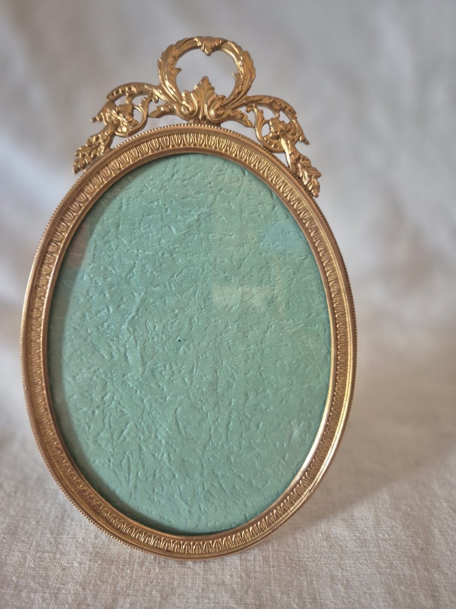 Cadre photo bronze doré ovale du XIXème siècle 