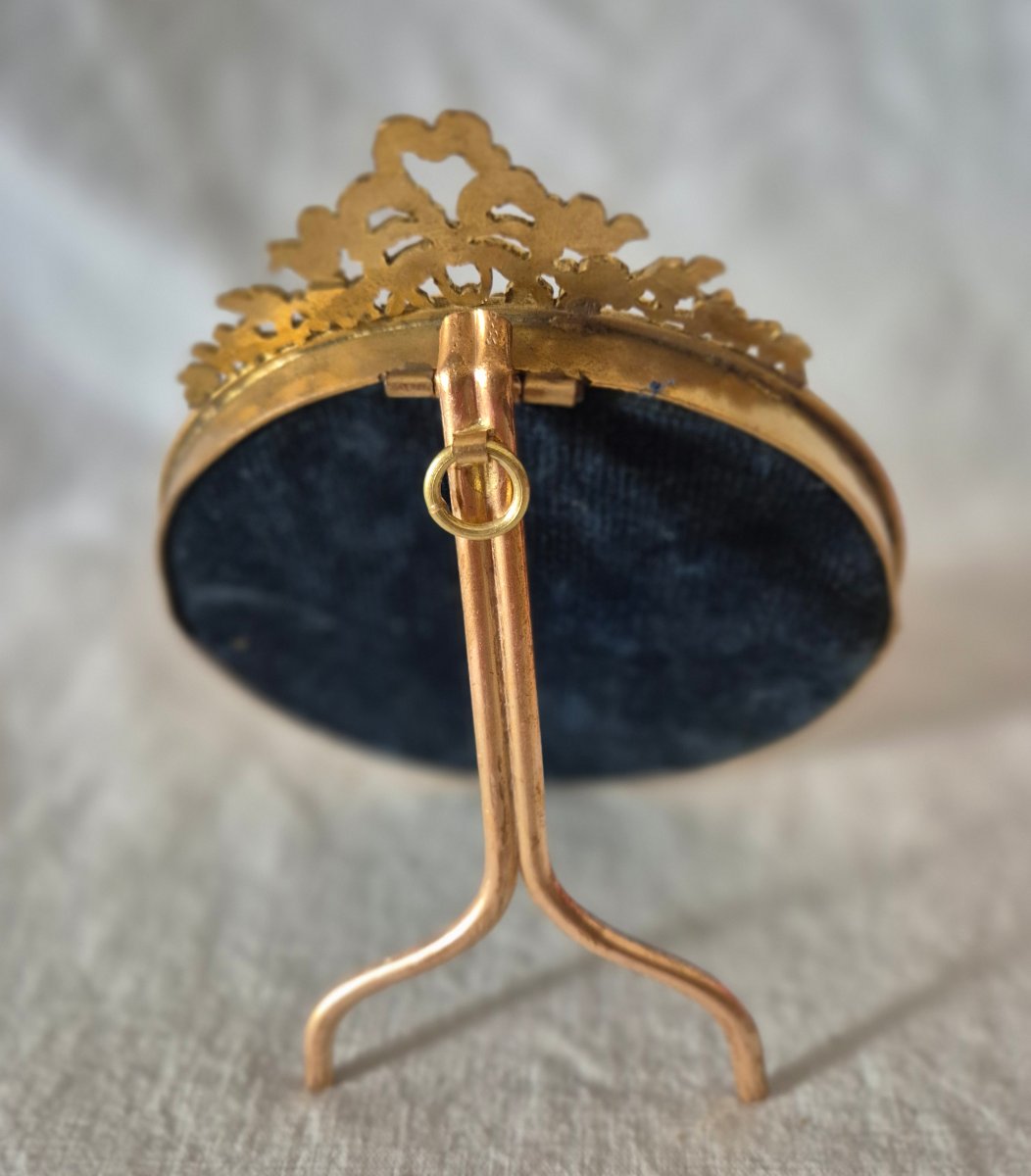 Round, Gilded Bronze Napoleon III Photo Frame -photo-3