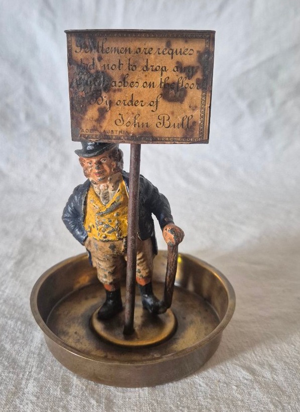 Polychrome Metal Trinket Dish Depicting John Bull, Austria, 19th Century -photo-2