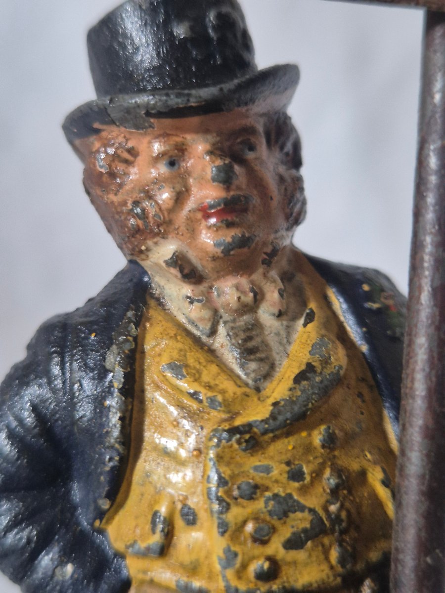 Polychrome Metal Trinket Dish Depicting John Bull, Austria, 19th Century -photo-4