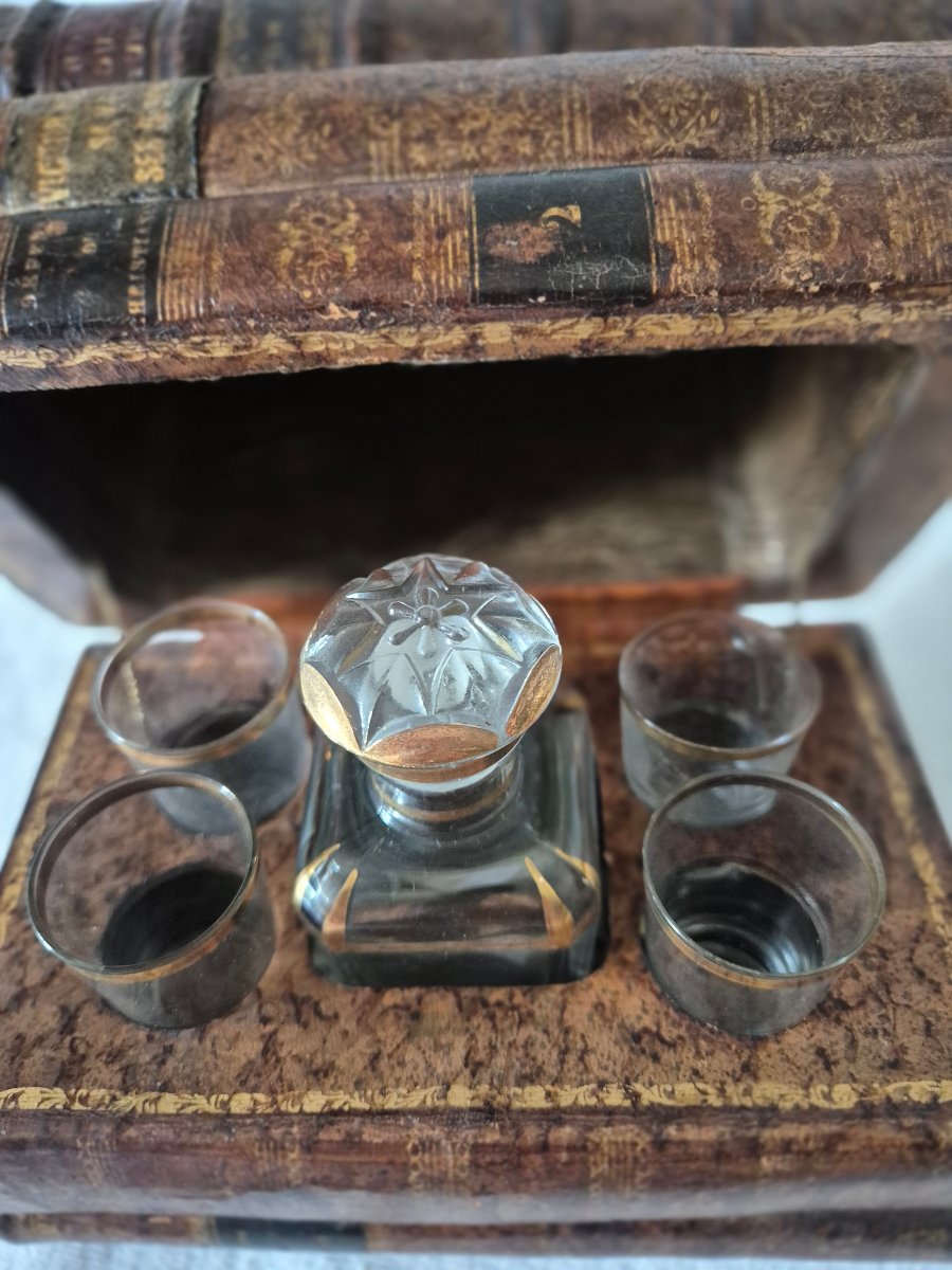 Liqueur Cabinet With Music Box And Trompe-l'œil Books, First Half Of The 20th Century -photo-3
