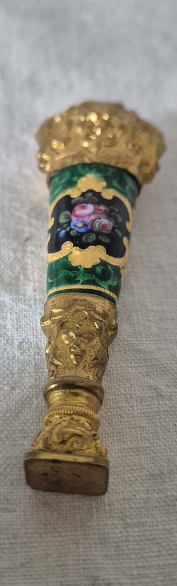 A Bressan Enamel Seal With A Gilded Pompon From The Early 19th Century -photo-4
