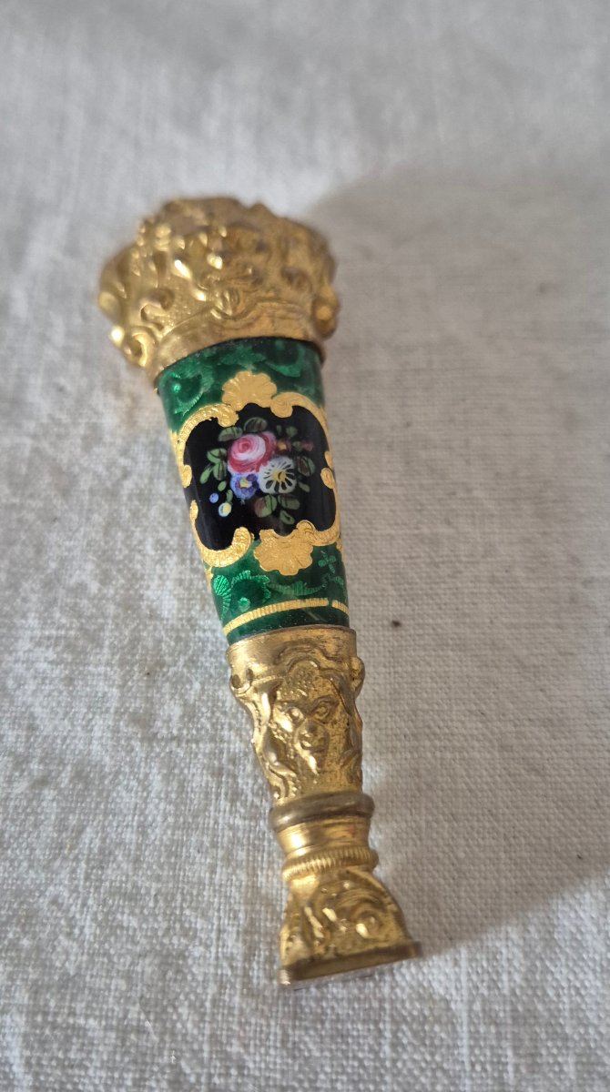 A Bressan Enamel Seal With A Gilded Pompon From The Early 19th Century 