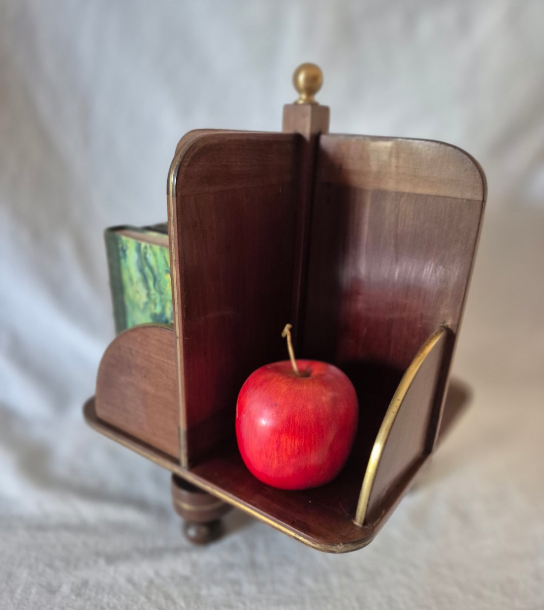 Rotating Desk Bookcase Made Of Mahogany And Brass, England, 1930-photo-3