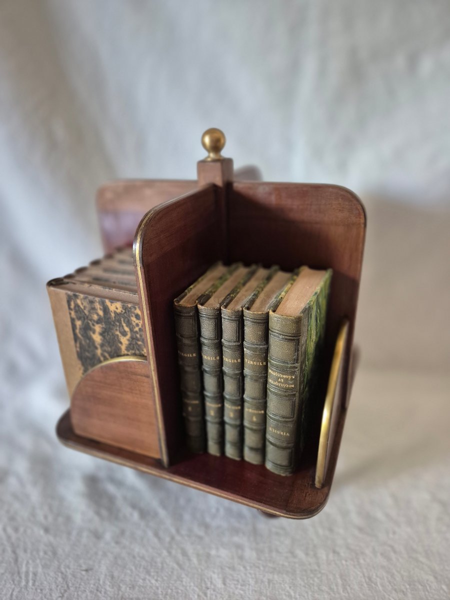 Rotating Desk Bookcase Made Of Mahogany And Brass, England, 1930-photo-4
