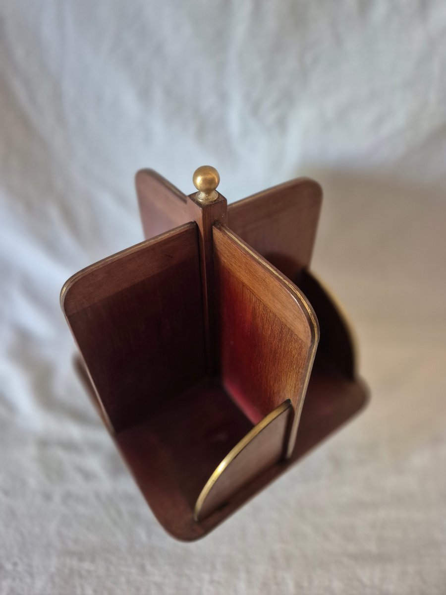 Rotating Desk Bookcase Made Of Mahogany And Brass, England, 1930-photo-1