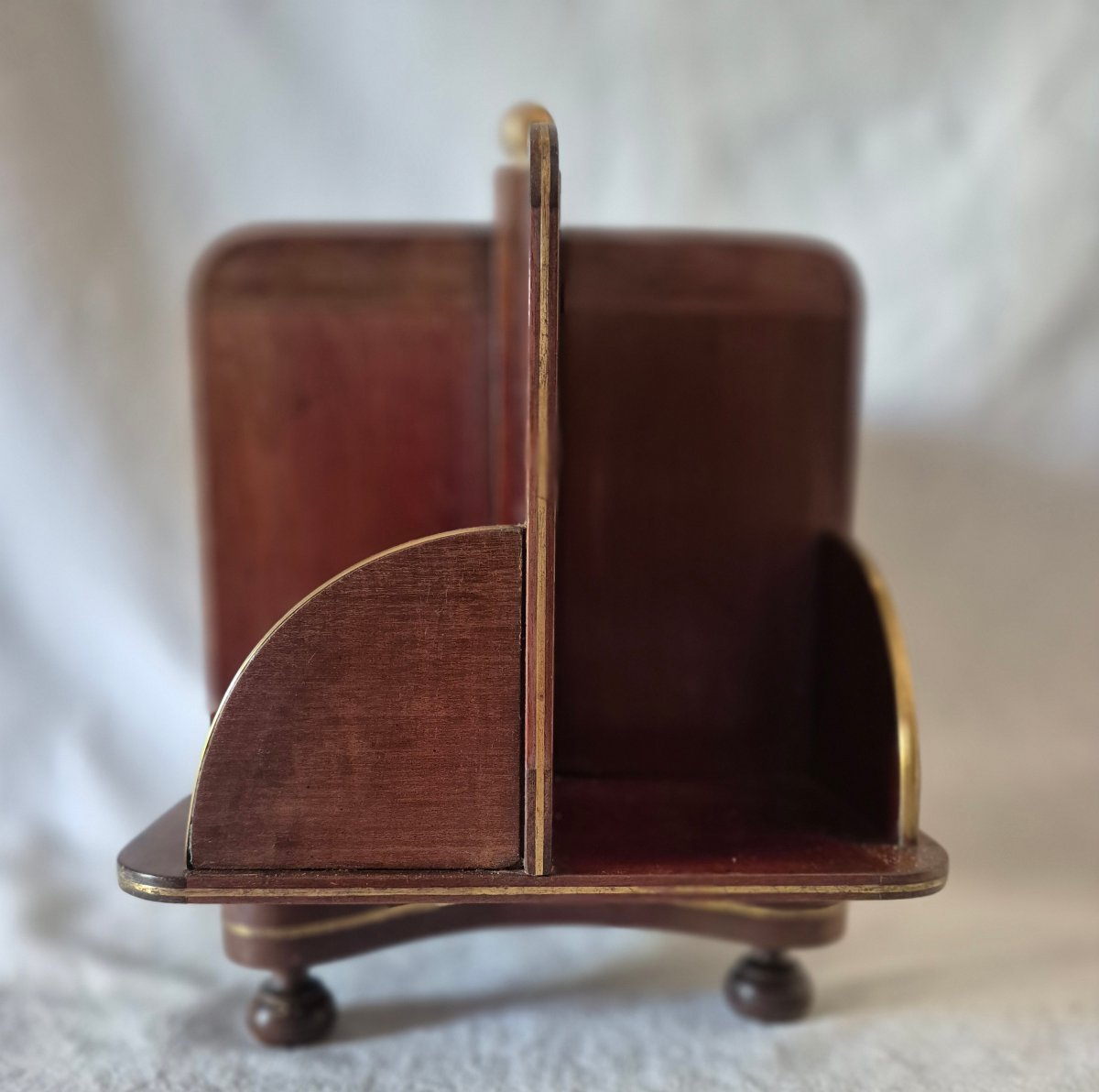 Rotating Desk Bookcase Made Of Mahogany And Brass, England, 1930-photo-5