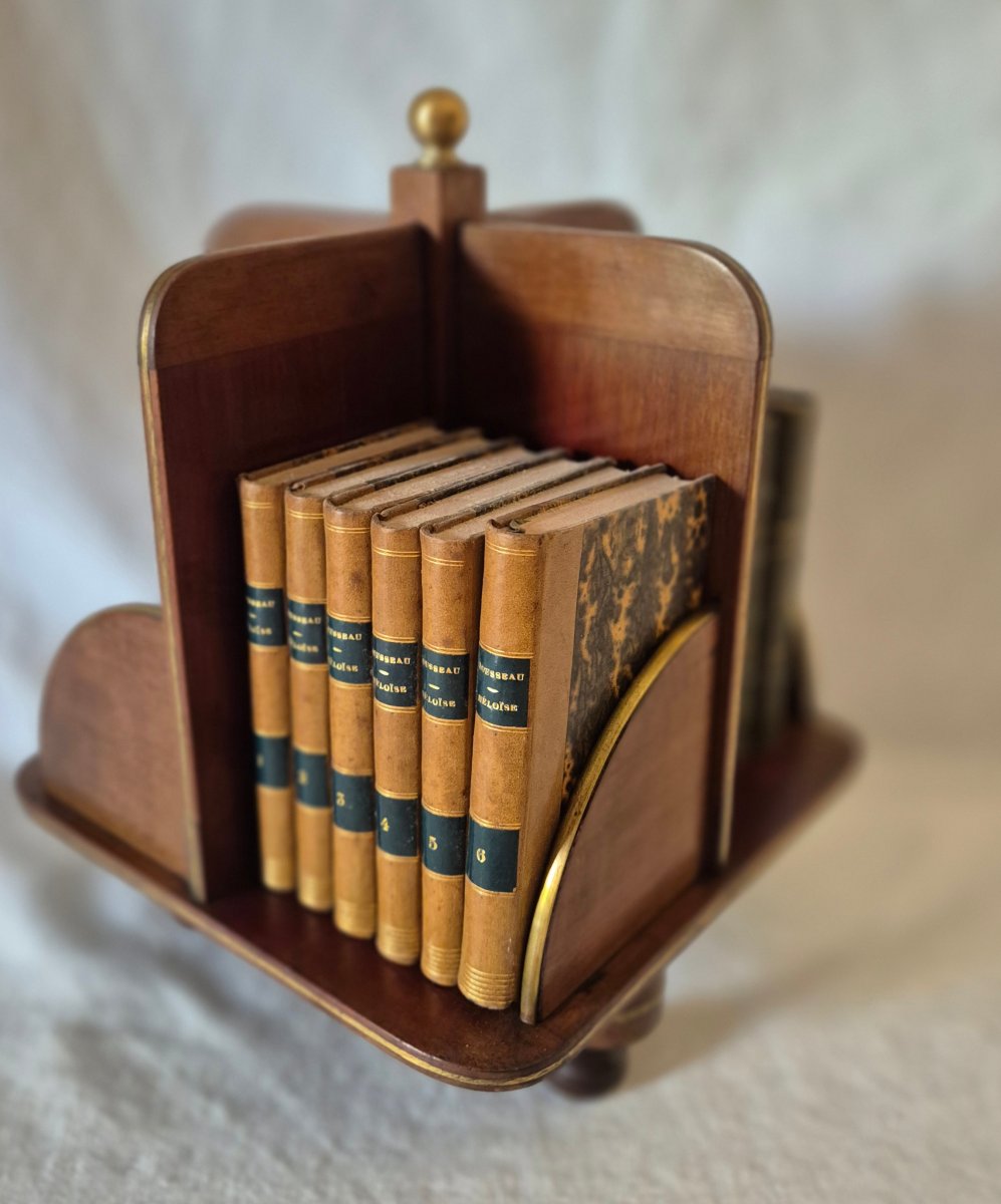 Rotating Desk Bookcase Made Of Mahogany And Brass, England, 1930