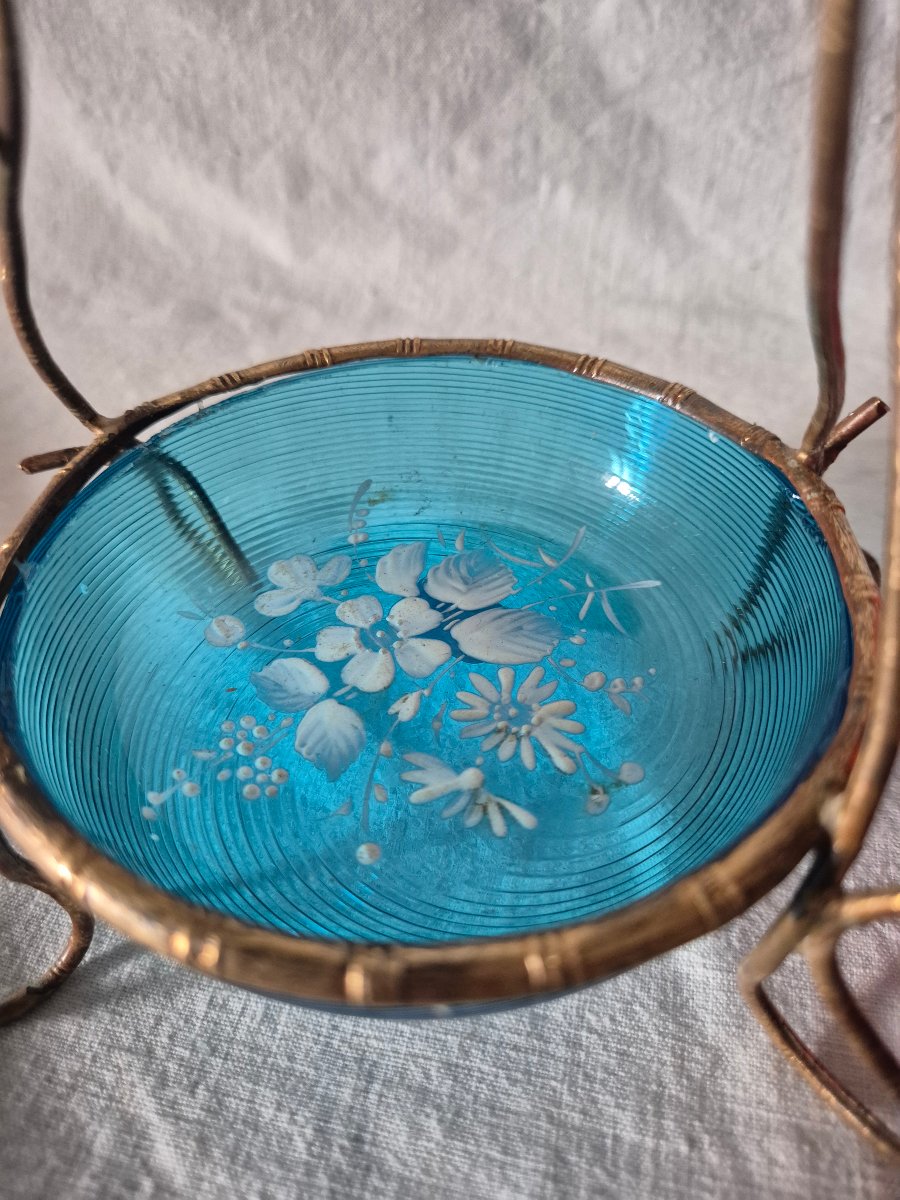 19th-century Ring Box And Watch Holder Made Of Blue Enameled Glass And Gilded Bronze -photo-4