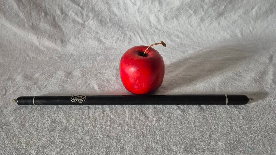Baguette de chef d'orchestre personnalisé en ébène et argent du XIXème siècle -photo-2