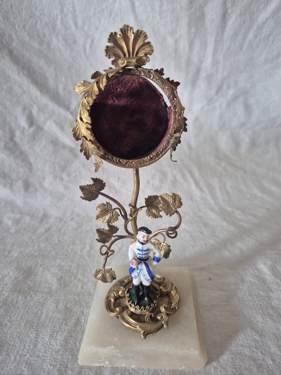 Napoleon III-style Bronze Pomponne And Romantic Porcelain Watch Stand -photo-4