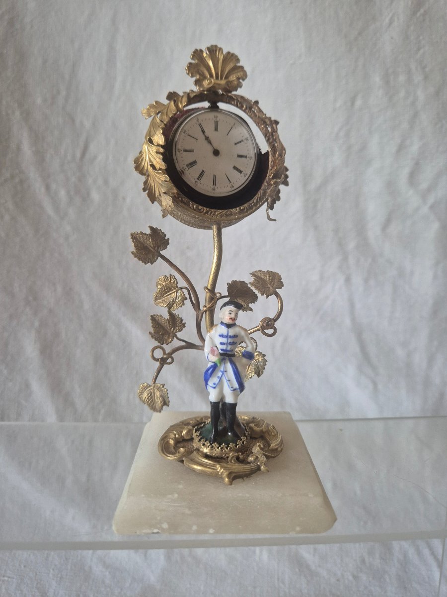 Napoleon III-style Bronze Pomponne And Romantic Porcelain Watch Stand -photo-3