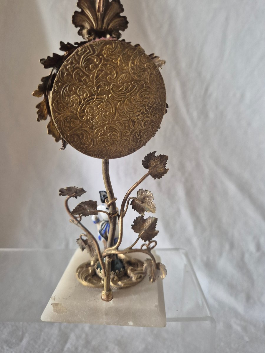 Napoleon III-style Bronze Pomponne And Romantic Porcelain Watch Stand -photo-4