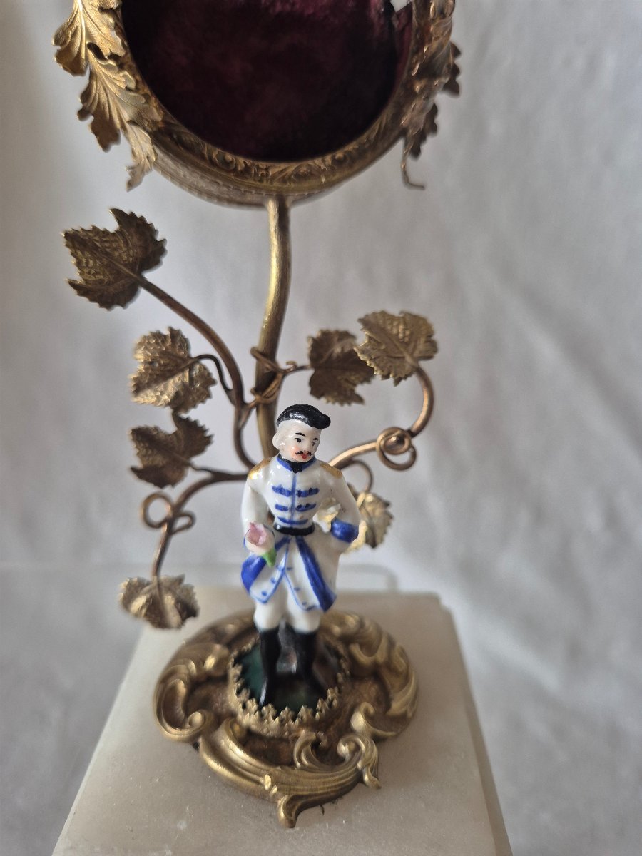 Napoleon III-style Bronze Pomponne And Romantic Porcelain Watch Stand -photo-5
