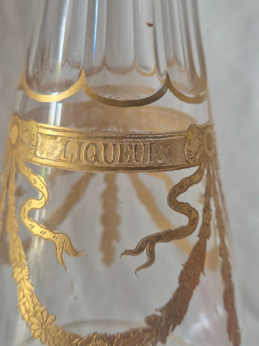 19th-century Baccarat Table Decanter With Gilded Enamel Decoration -photo-4
