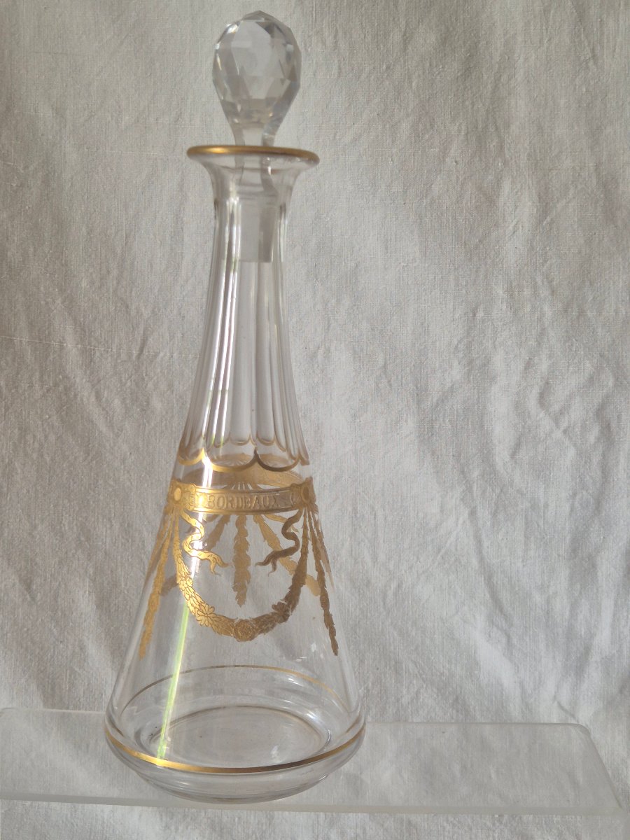 19th-century Baccarat Table Decanter With Gilded Enamel Decoration 