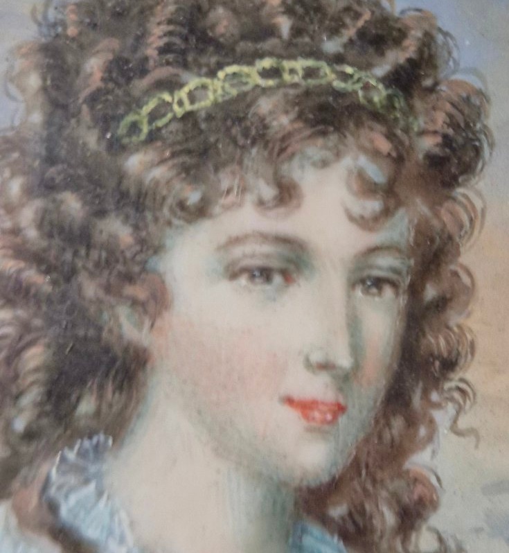 19th-century Oval Ivory Miniature Of A Young Girl, Set In A Wooden And Bronze Frame -photo-4