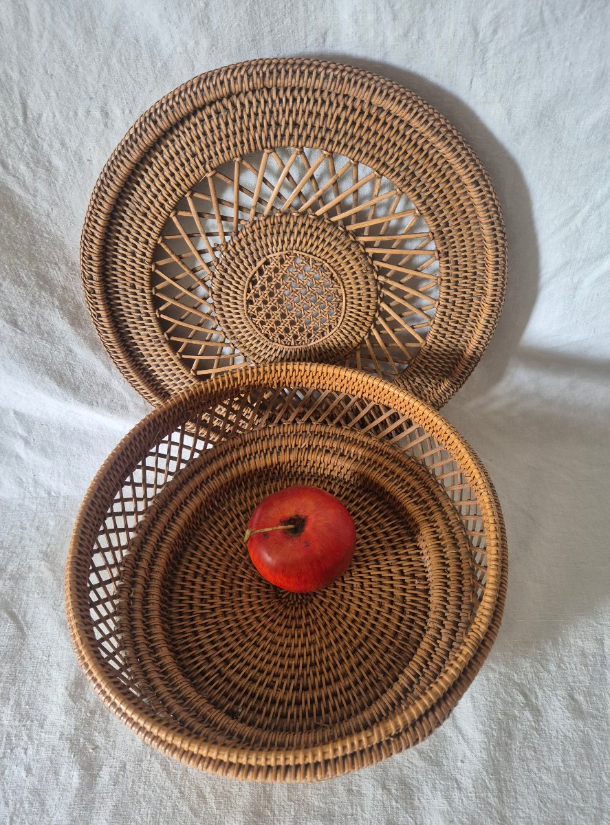 Panier en vannerie de rotin à couvercle époque Napoléon III -photo-2