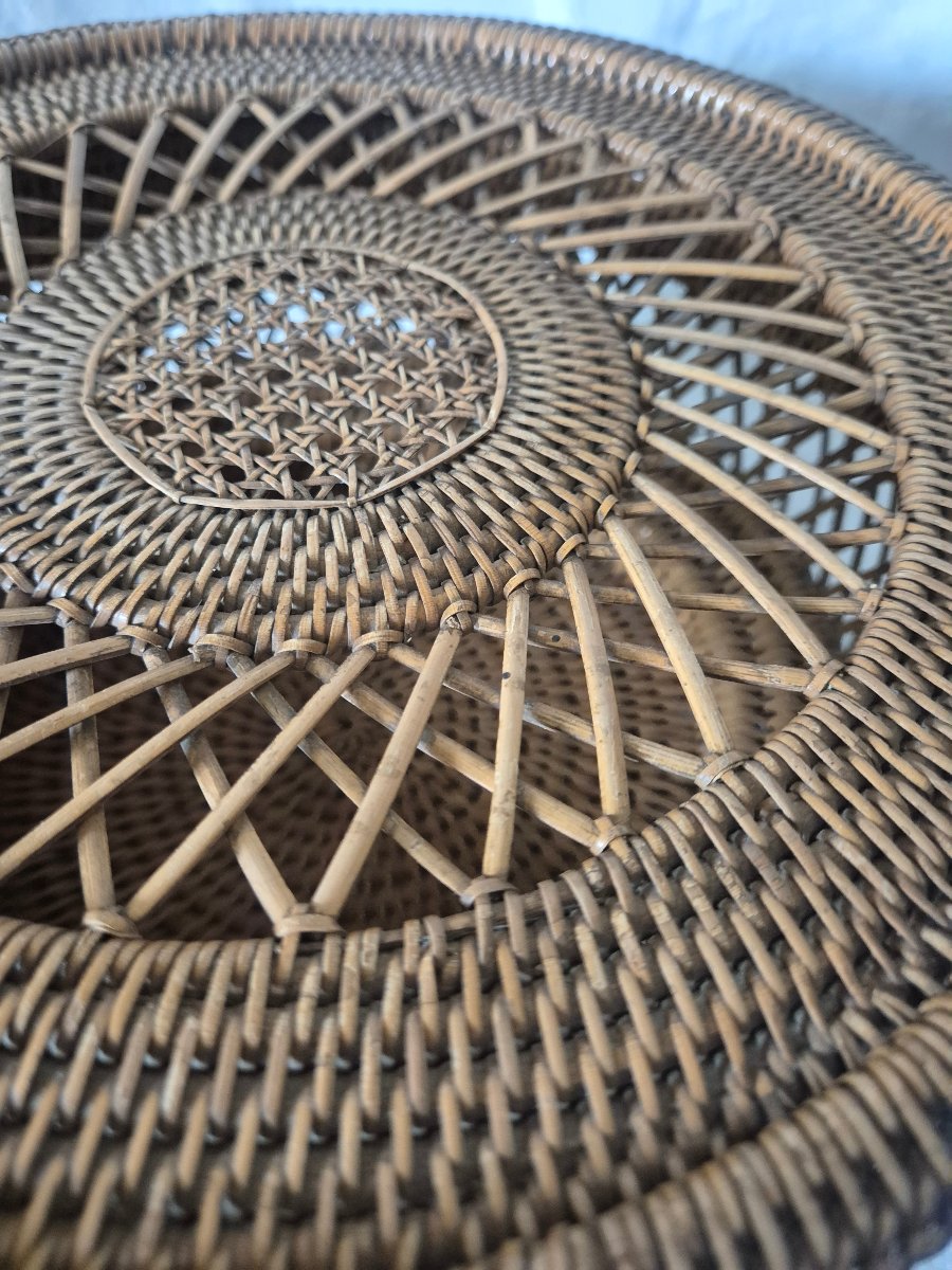 Panier en vannerie de rotin à couvercle époque Napoléon III -photo-5