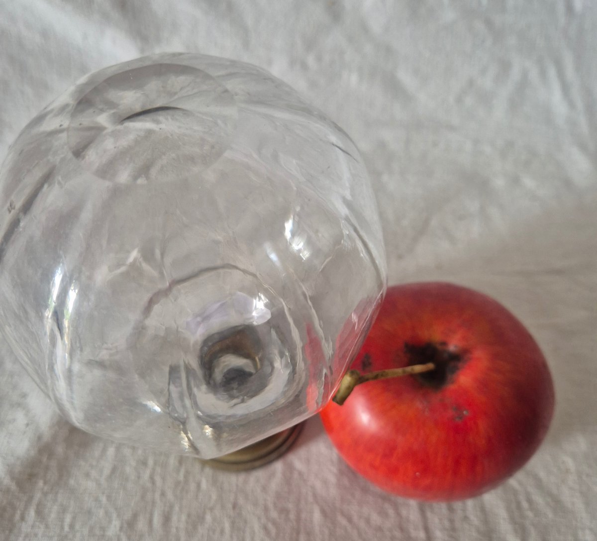 Faceted Clear Glass Staircase Orb Mounted On A 19th-century Bronze Base -photo-4