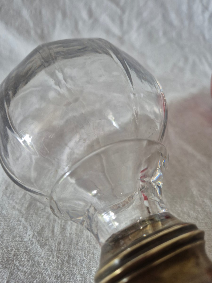 Faceted Clear Glass Staircase Orb Mounted On A 19th-century Bronze Base -photo-2