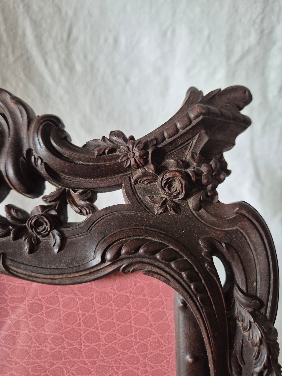 Cadre photo en bois durci marron au style rocaille Louis XV de la fin du XIXème siècle -photo-4