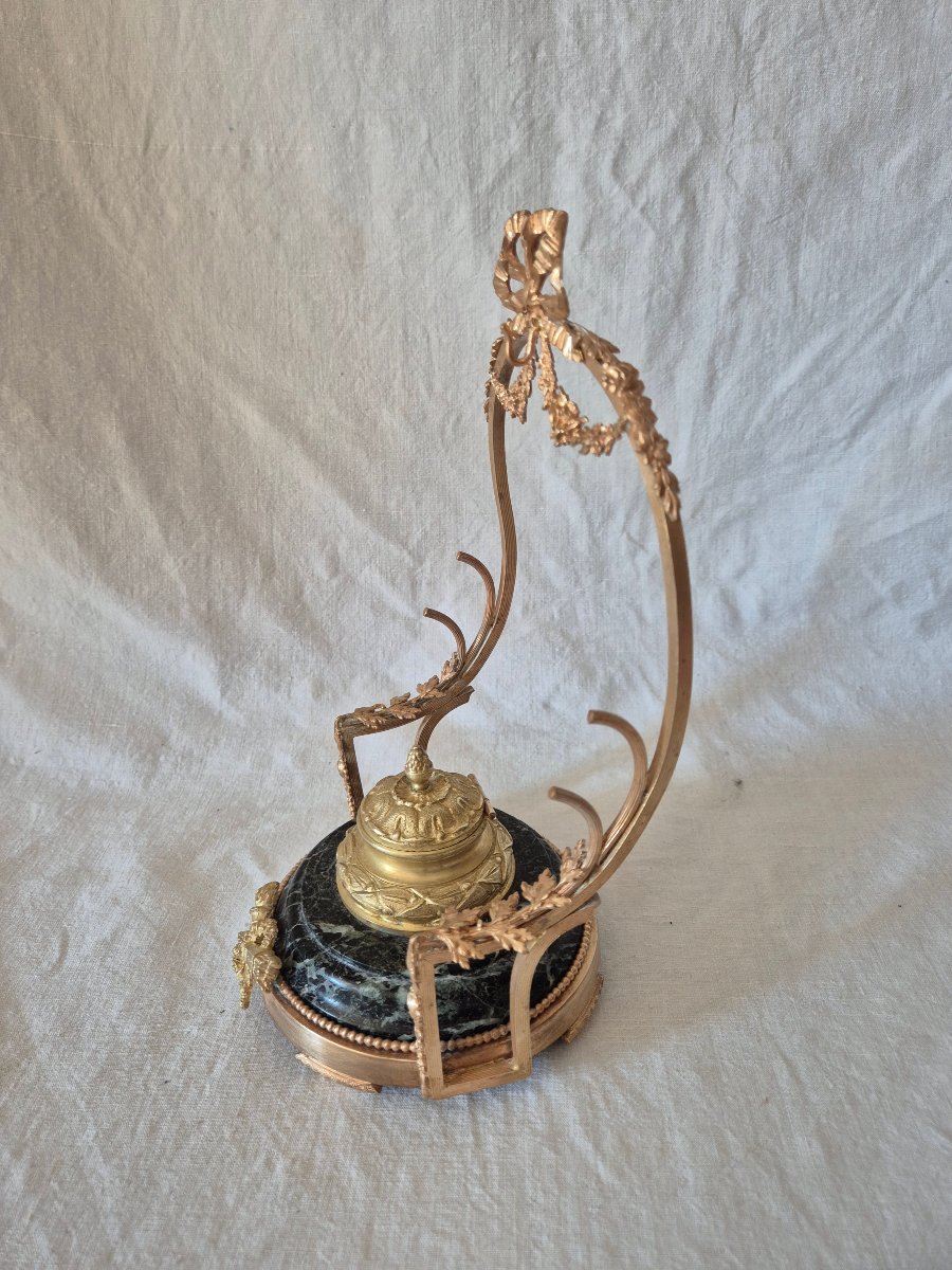 Second Empire-era Bronze And Marble Inkwell With Watch And Quills -photo-6